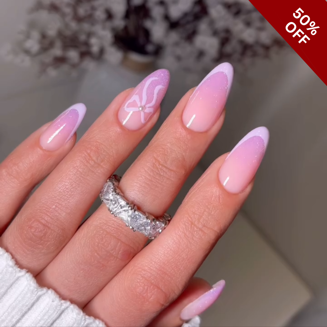 Soft Spring press-on nail set - XS to L sizing, cat-eye velvet design