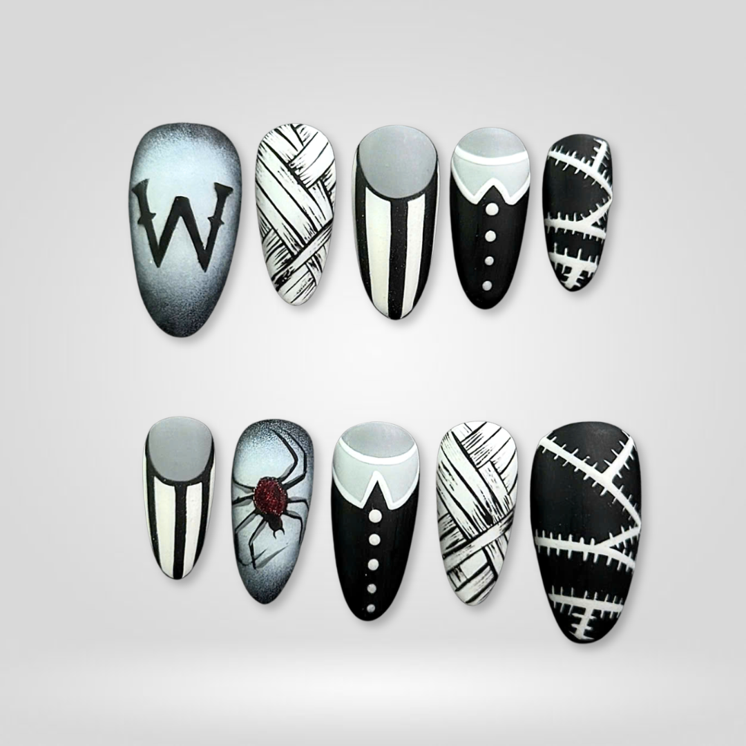 Wicked Nights press-on nails close-up texture detail - berry finish, US shipping