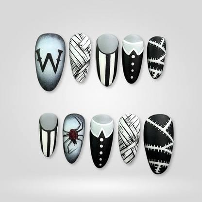Wicked Nights press-on nails close-up texture detail - berry finish, US shipping
