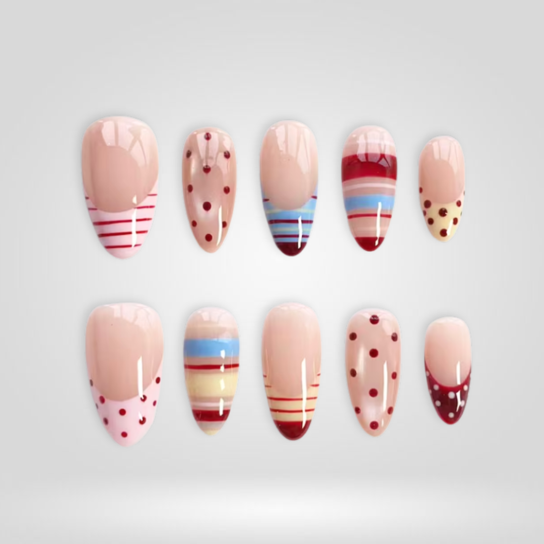Dot Striped press-on nails - image 6 of 15, polka dot almond