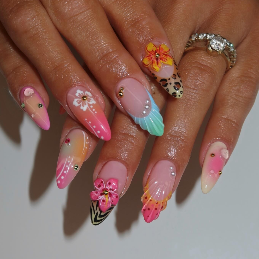 Tropical Muse press-on nails - image 7 of 15, cat-eye velvet almond