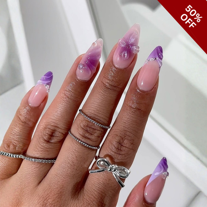 Gentle Blooms press-on nails - image 7 of 13, cat-eye velvet almond