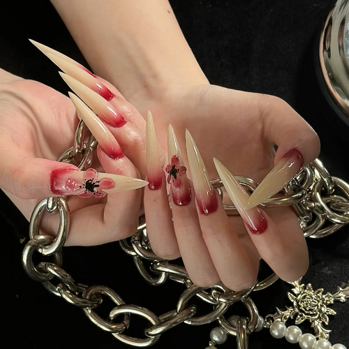 Dark Embrace seasonal press-on nails - almond shape, front view