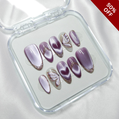 Floral Aura press-on nails - image 6 of 11, cat-eye velvet almond