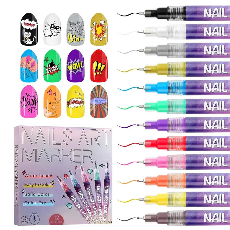 12 Colors Nail Marker Pen Bowtie Nail Box nail tool - image 4 of 14