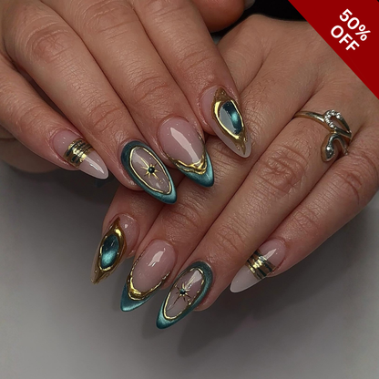 Golden Whisper press-on nails - image 5 of 16, cat-eye velvet almond