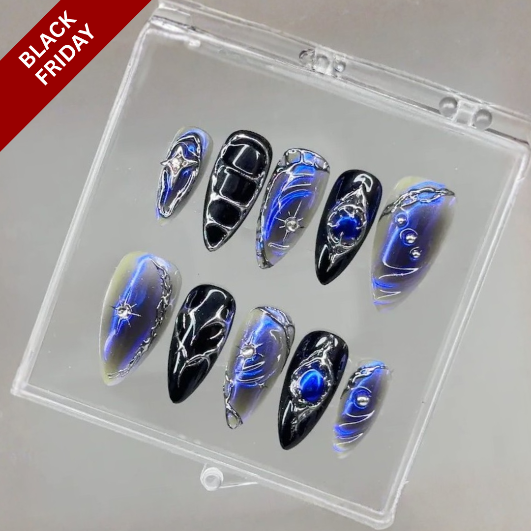Glamorous Metallic press-on nails - image 9 of 13, ombre gradient almond