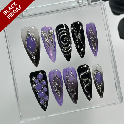 Glamorous Metallic press-on nails - image 10 of 13, ombre gradient almond