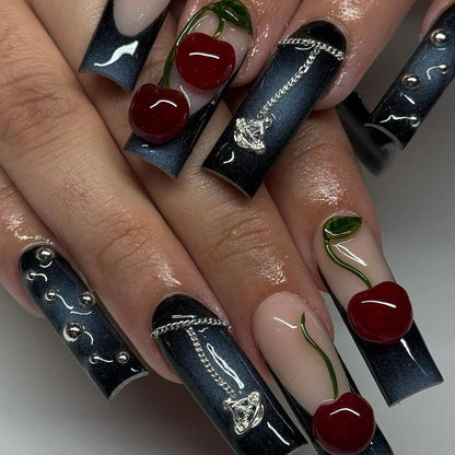 Midnight Cherry press-on nails - image 6 of 9, 3d sculptural square