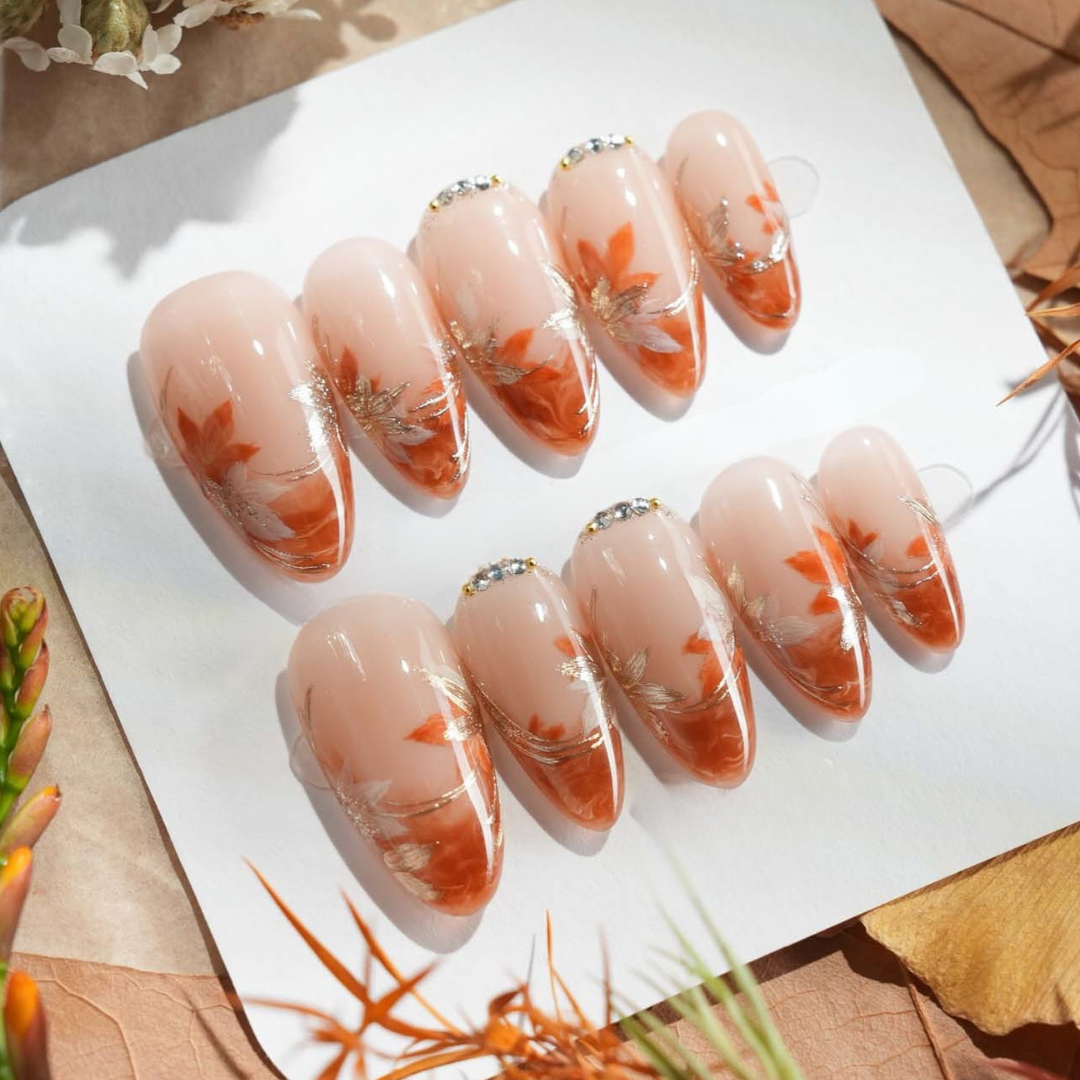 Fallen Grace press-on nail set - XS to L sizing, sparkle design