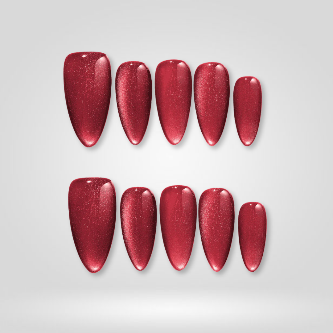 Haunted Charm press-on nails on hand - lifestyle photo, seasonal finish