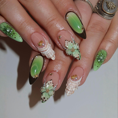 Tropical Muse press-on nails - image 8 of 15, cat-eye velvet almond