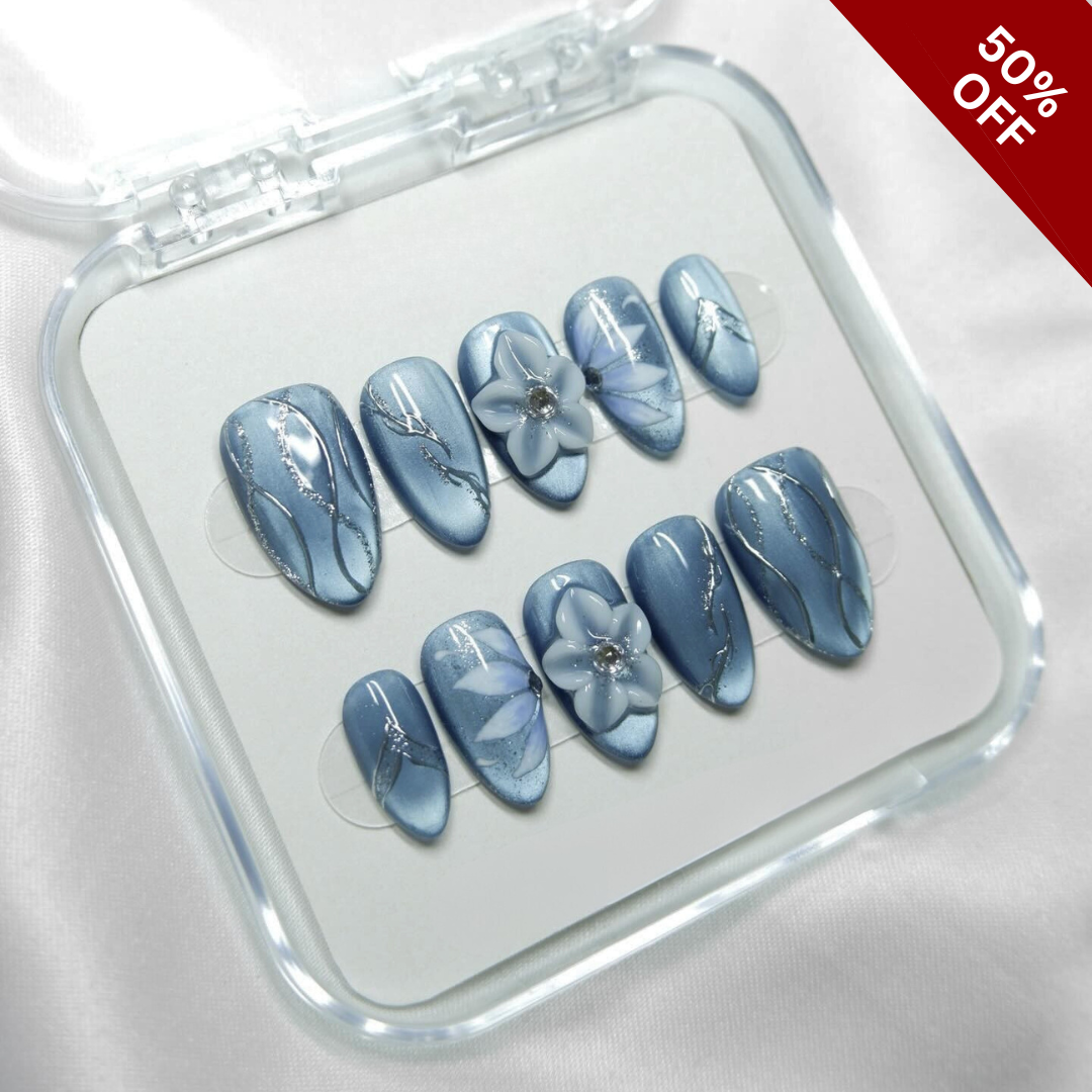 Floral Aura press-on nails - image 7 of 11, cat-eye velvet almond