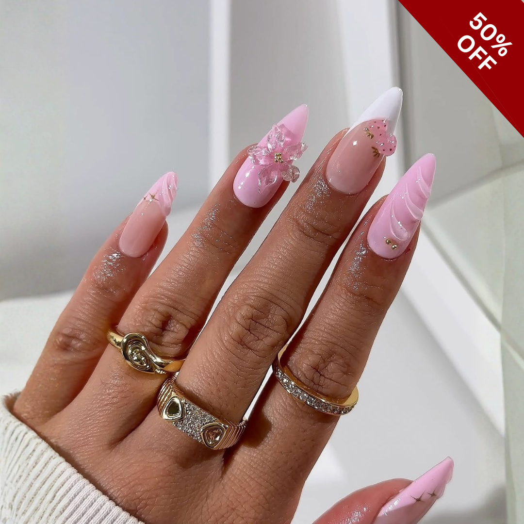 Gentle Blooms press-on nails - image 8 of 13, cat-eye velvet almond