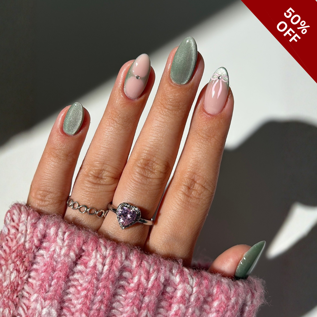 Soft Botanica press-on nails - image 8 of 13, cat-eye velvet almond