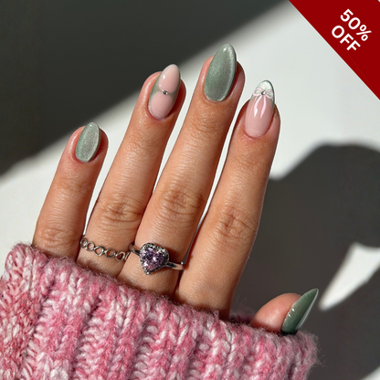 Soft Botanica press-on nails - image 8 of 13, cat-eye velvet almond