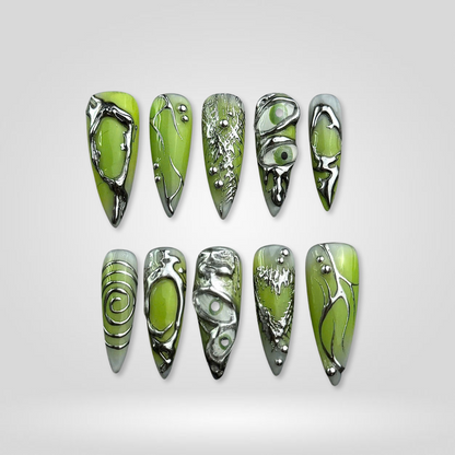 Wicked Beauty press-on nails close-up texture detail - seasonal finish, US shipping