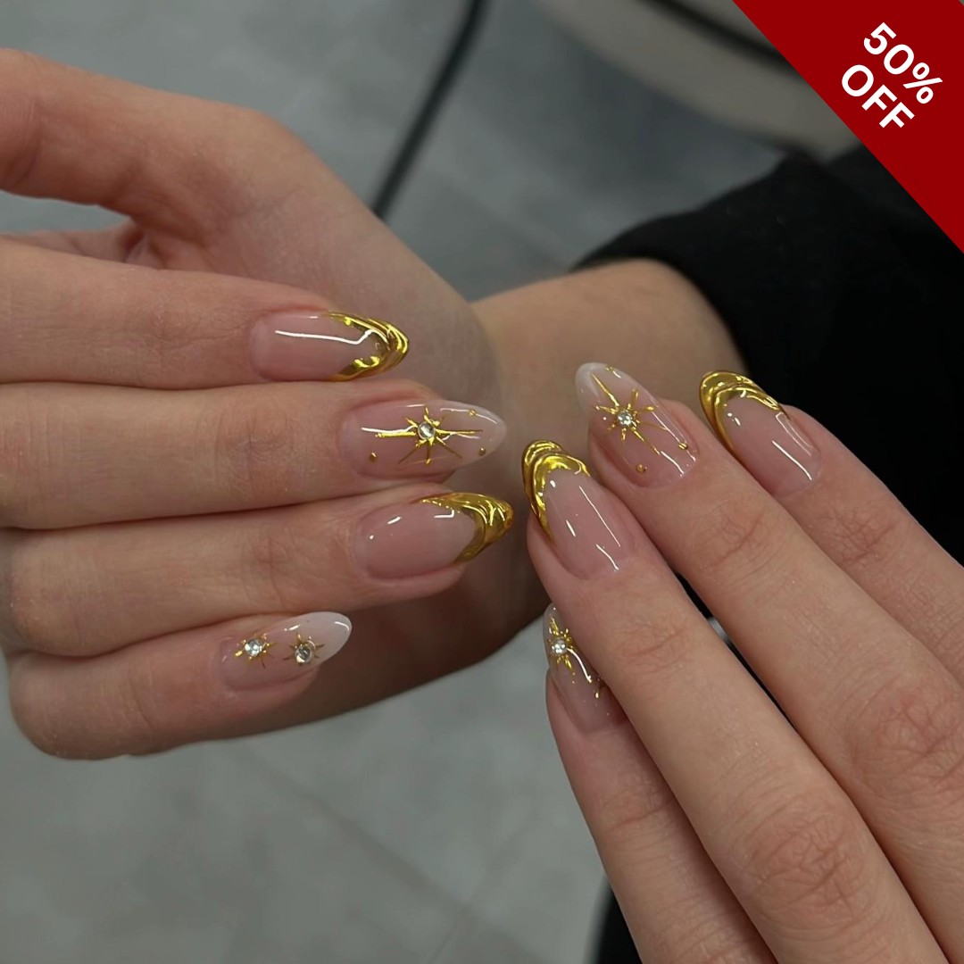 Golden Whisper press-on nails - image 9 of 16, cat-eye velvet almond