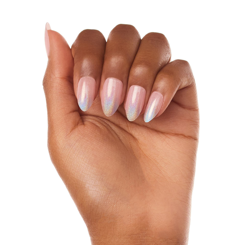 Winter Storm press-on nails on hand - lifestyle photo, french tip finish