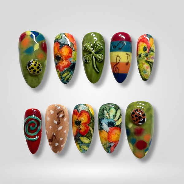 Clover Bloom | 3D Sculptural Almond Press-Ons press-on nail set