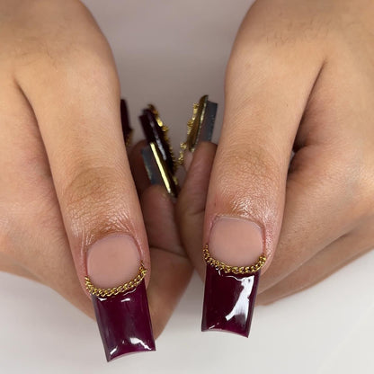 Divine Elegance press-on nails on hand - lifestyle photo, floral finish