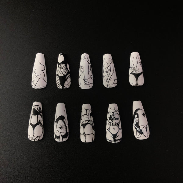 Monochrome Body Vibes Press On Nails