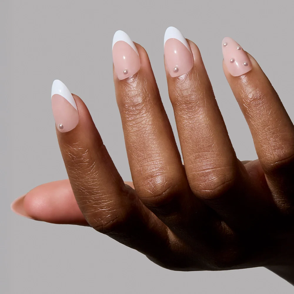 ALWAYS & FOREVER press-on nails close-up texture detail - milky cloud dancer finish, US shipping