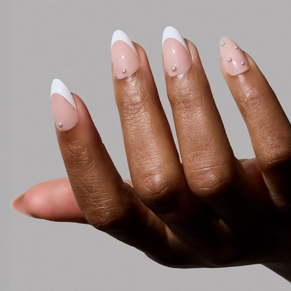 ALWAYS & FOREVER press-on nails close-up texture detail - milky cloud dancer finish, US shipping