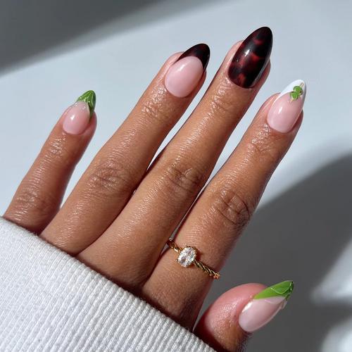 Antipasto 3d sculptural press-on nails - almond shape, front view