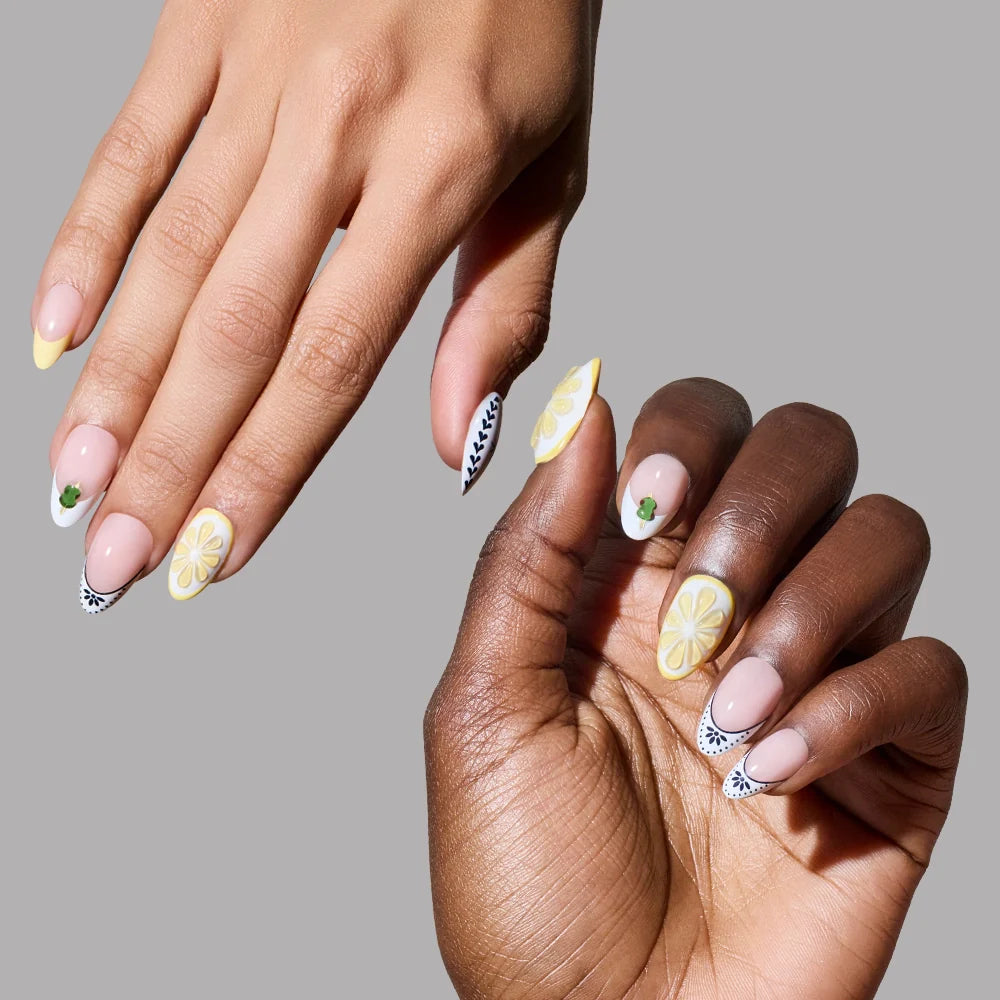Aperitivo Hour press-on nail set - XS to L sizing, milky cloud dancer design
