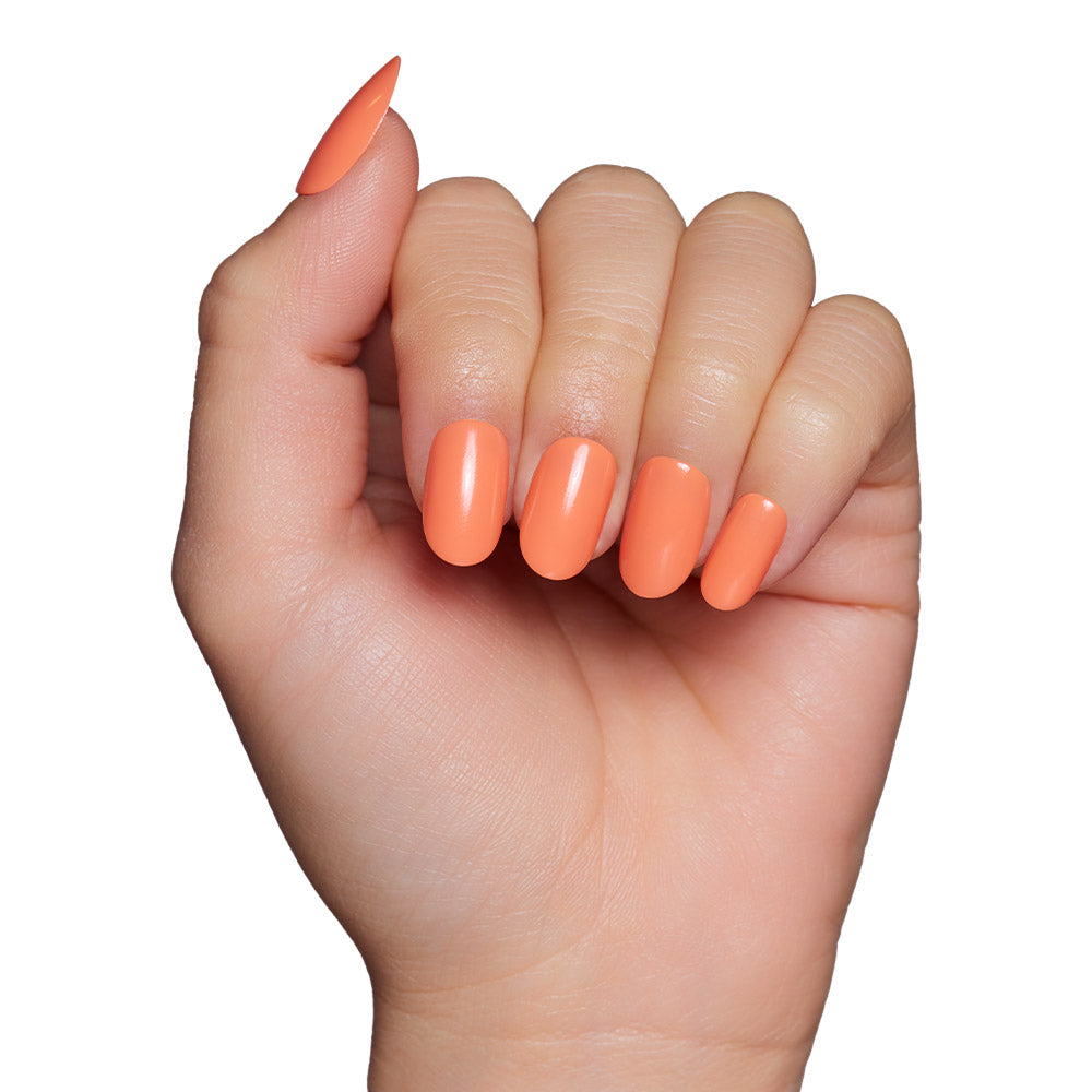 Apricot press-on nail set - XS to L sizing, floral design