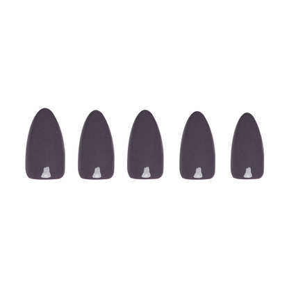 Ash Gray press-on nails on hand - lifestyle photo, seasonal finish