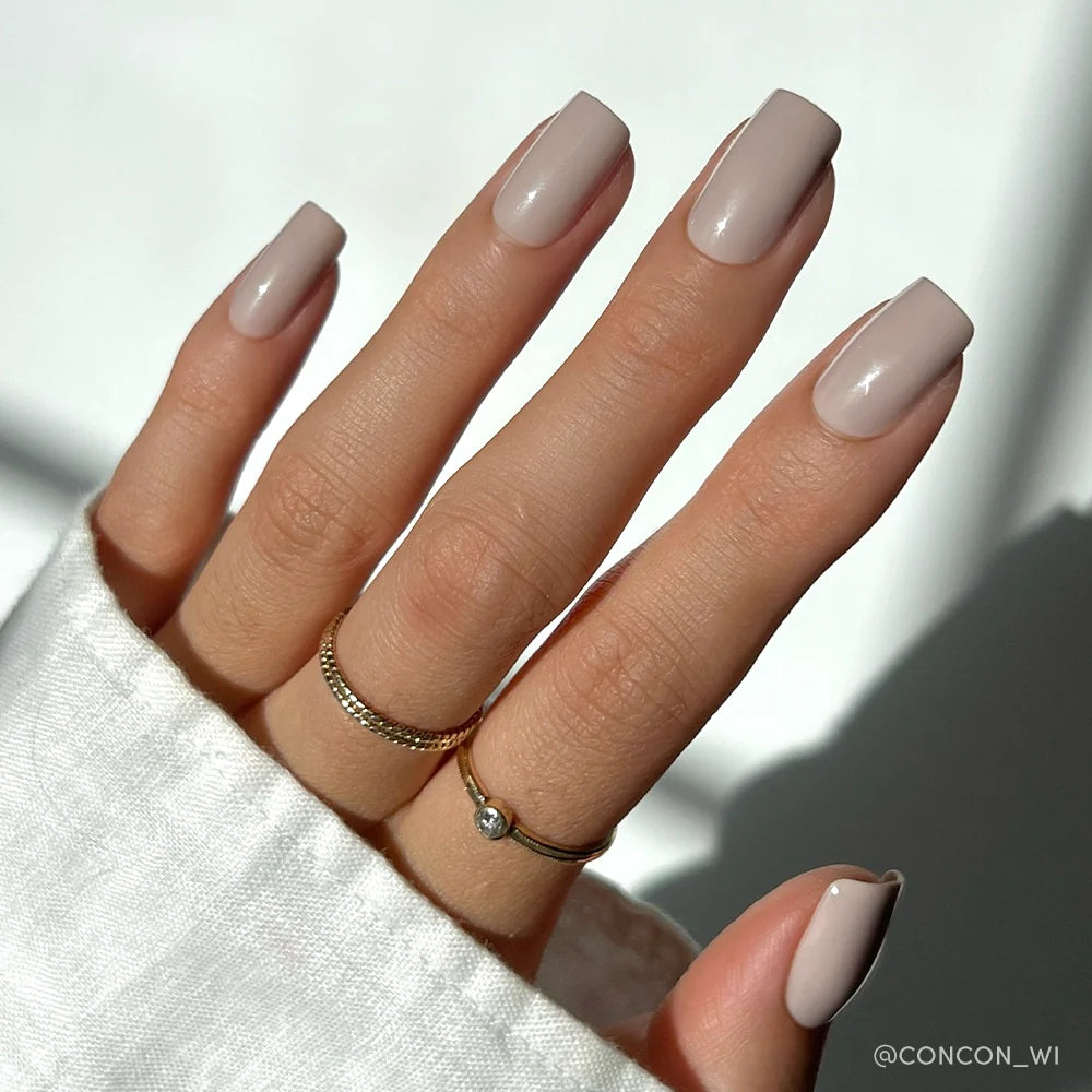 Bare Bliss soft neutral press-on nails - square shape, front view