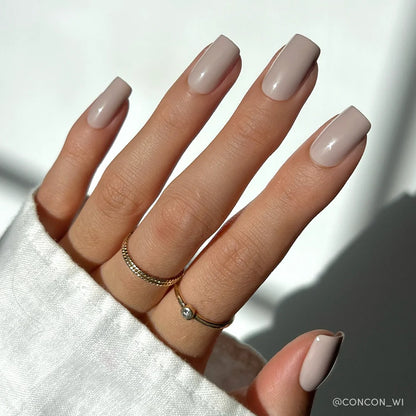 Bare Bliss soft neutral press-on nails - square shape, front view