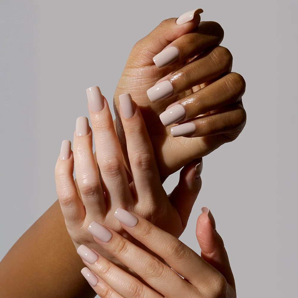 Bare Bliss press-on nail set - XS to L sizing, soft neutral design