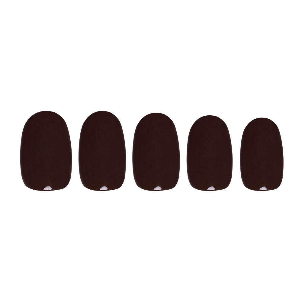 Bark Brown press-on nails on hand - lifestyle photo, soft neutral finish