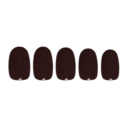 Bark Brown press-on nails on hand - lifestyle photo, soft neutral finish