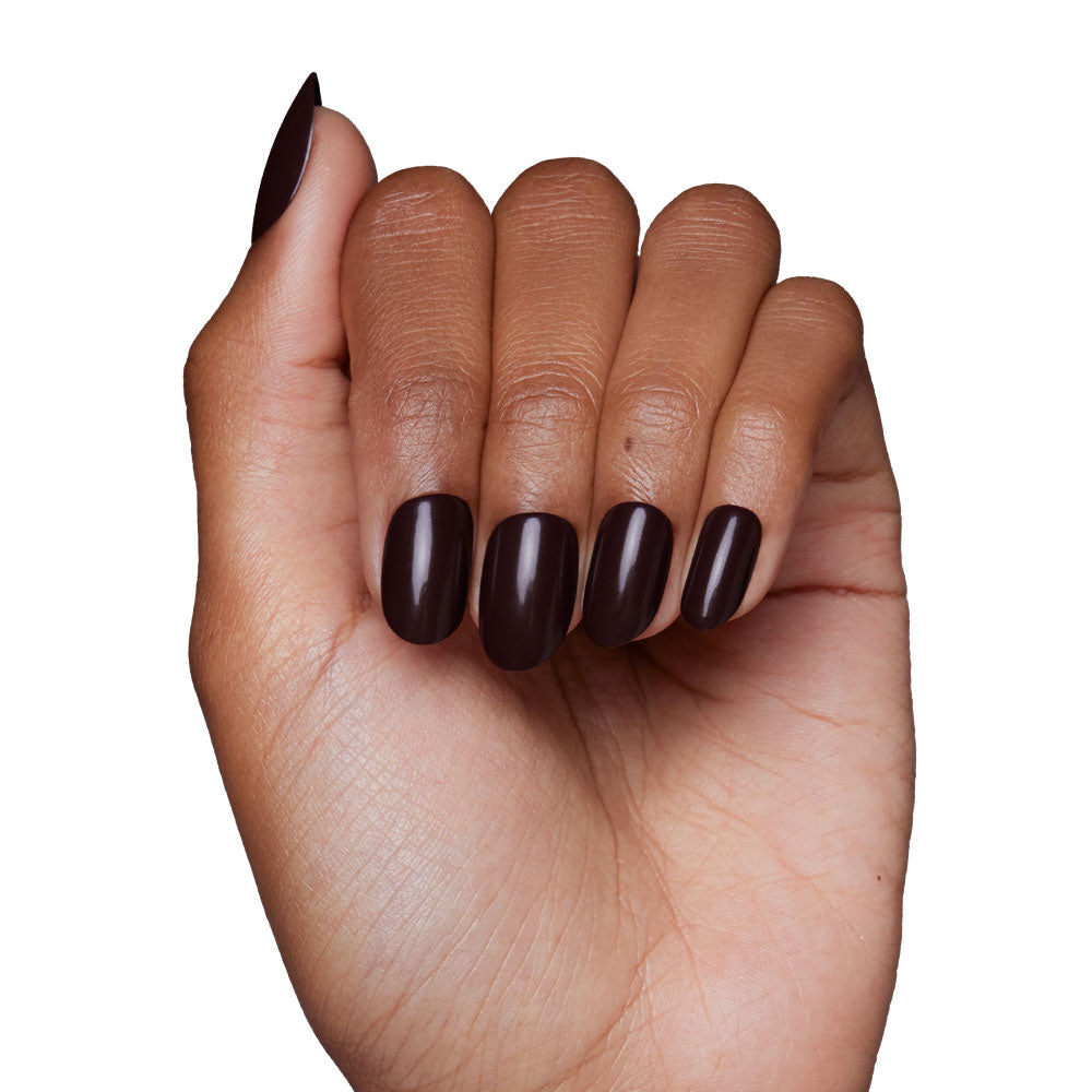 Bark Brown press-on nail set - XS to L sizing, soft neutral design
