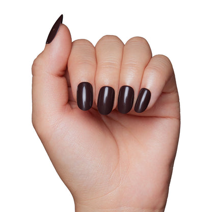 Bark Brown press-on nails close-up texture detail - soft neutral finish, US shipping