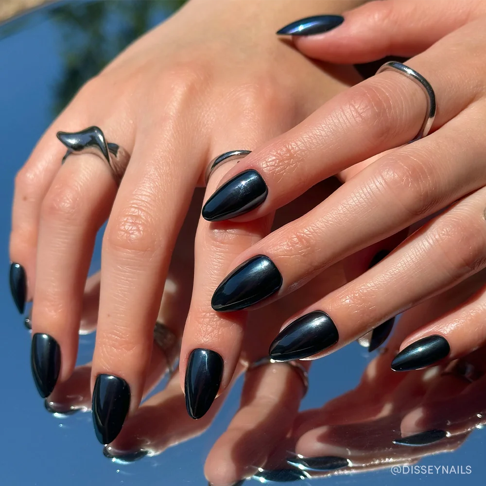Black Metal press-on nails - image 5 of 8, pearl-shift almond