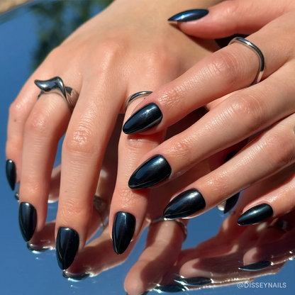Black Metal press-on nails - image 5 of 8, pearl-shift almond