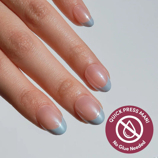 Blue Halo watercolor aura press-on nails - oval shape, front view