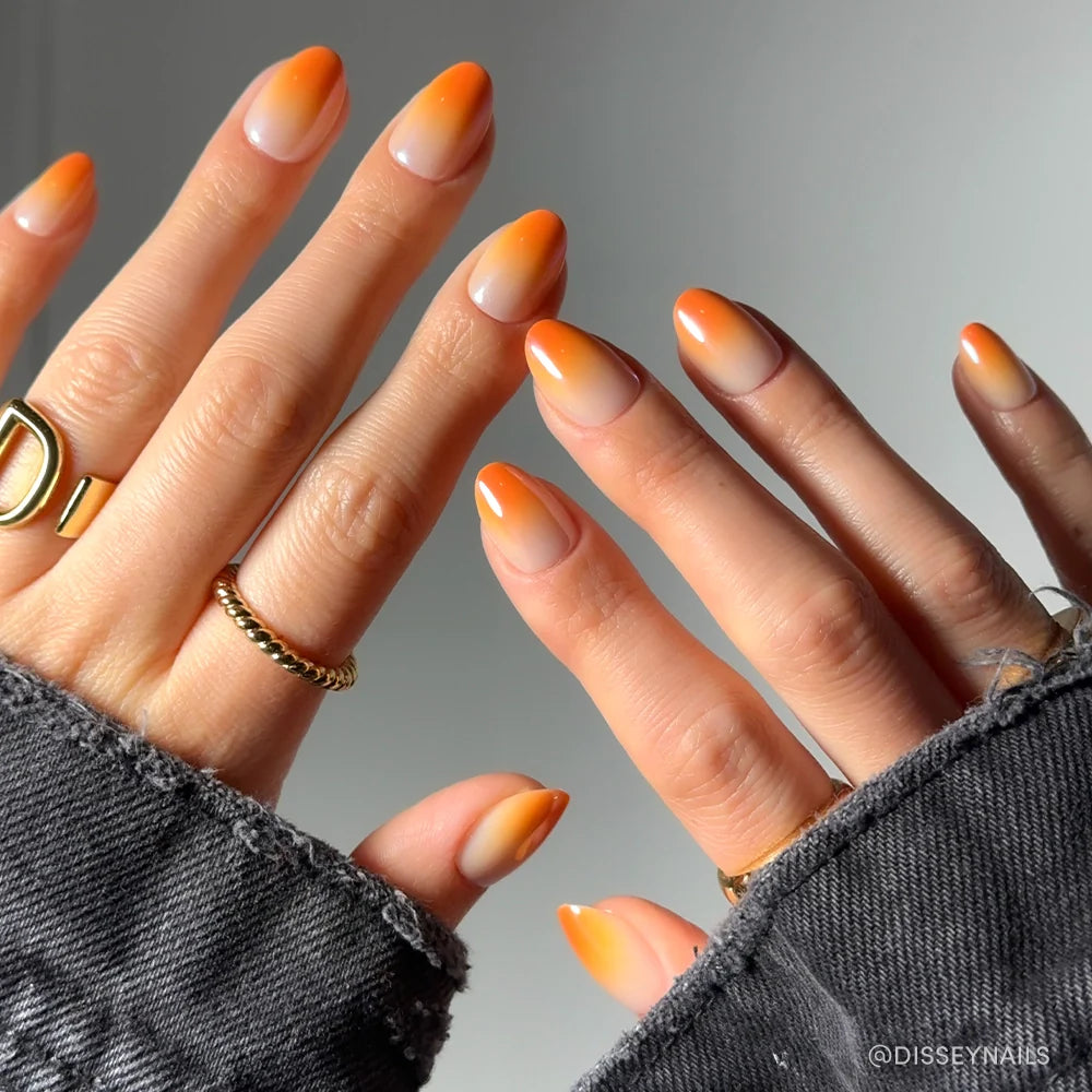Candy Corn press-on nails close-up texture detail - jelly glaze finish, US shipping