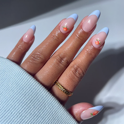 Capri Coast french tip press-on nails - oval shape, front view