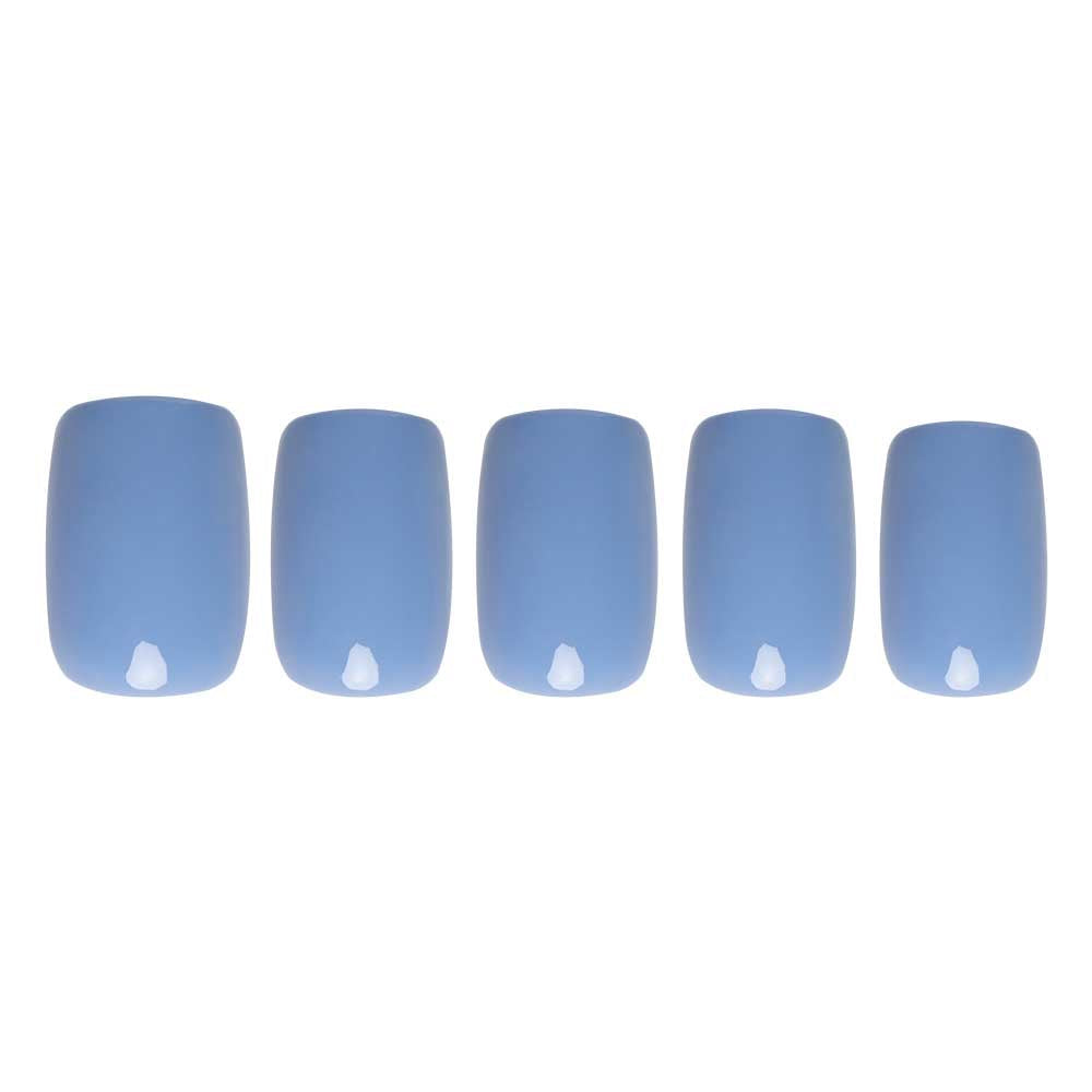 Cashmere Blue press-on nails on hand - lifestyle photo, winter finish