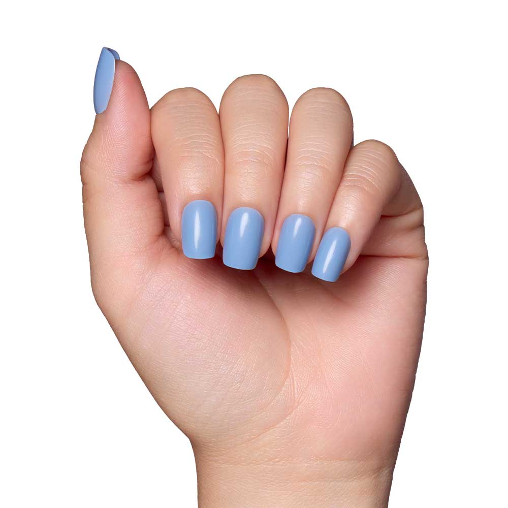 Cashmere Blue press-on nails close-up texture detail - winter finish, US shipping