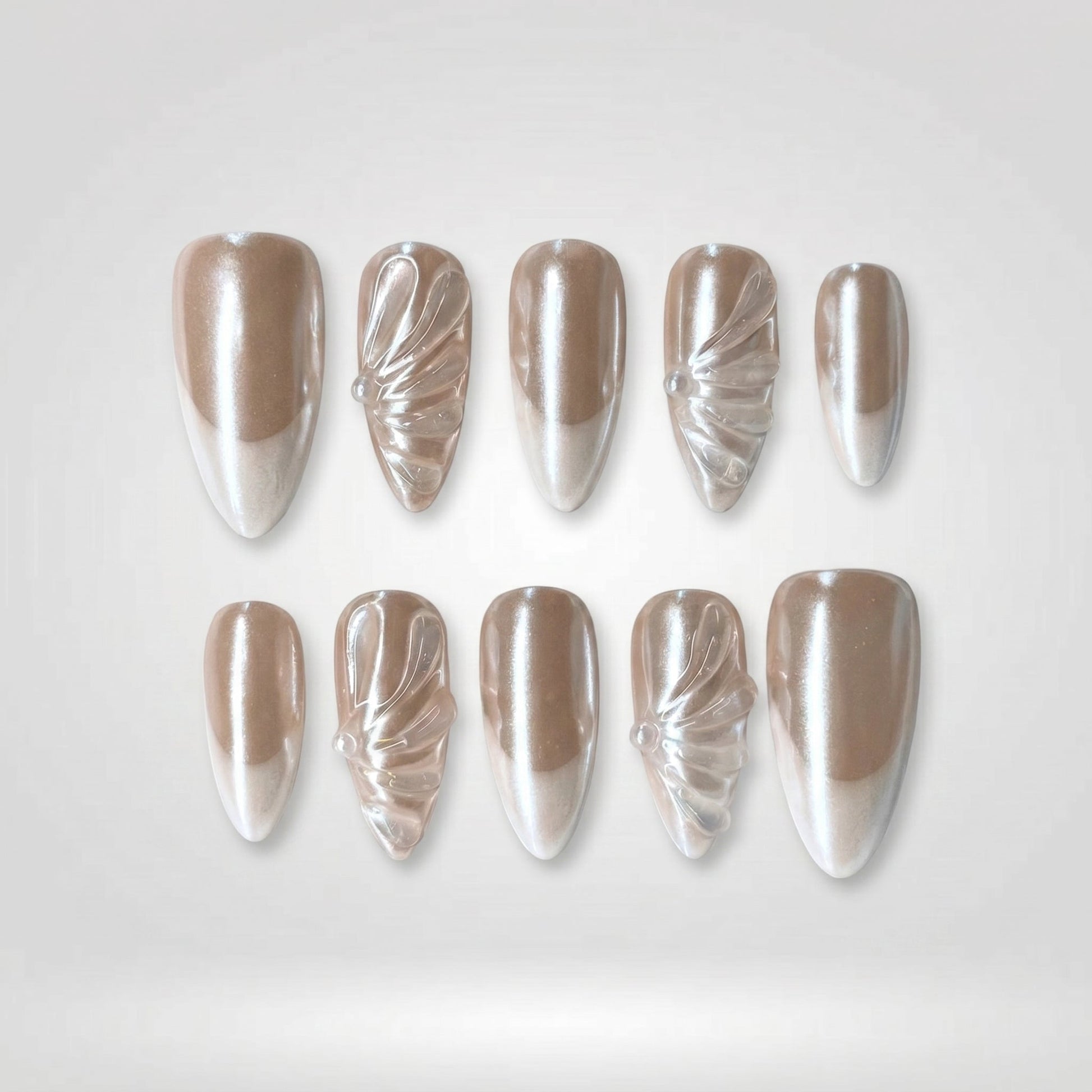 Summer Floral press-on nails - image 7 of 12, cat-eye velvet almond