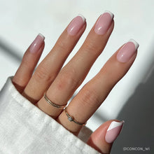 Classy French dipped french press-on nails - square shape, front view