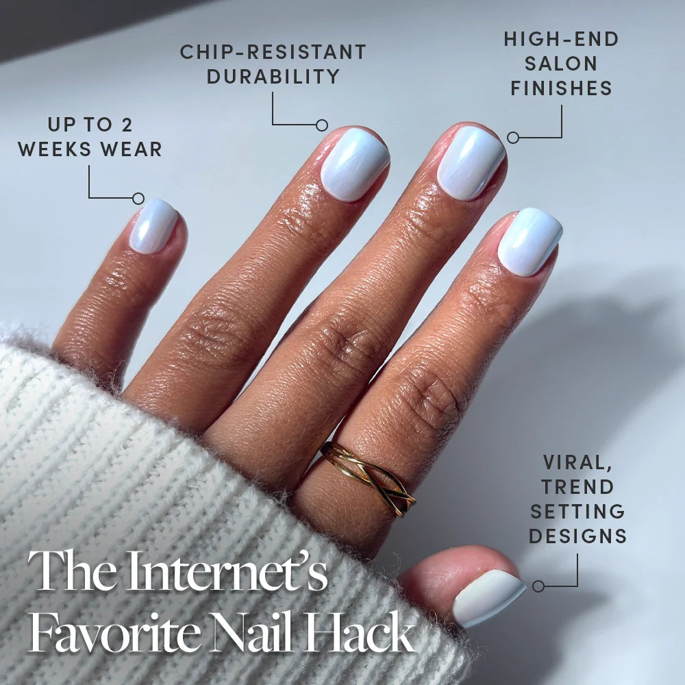 Clear Skies press-on nails close-up texture detail - jelly glaze finish, US shipping