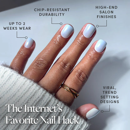 Clear Skies press-on nails close-up texture detail - jelly glaze finish, US shipping